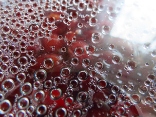 water drops on red background