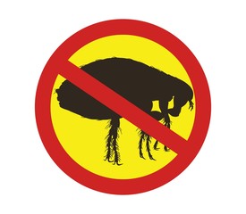 Stop flea red signs. Sign of pest control. Vector.