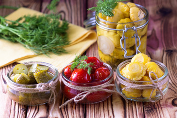 Jars of fermented vegetables.