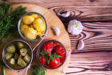 Jars of fermented vegetables.