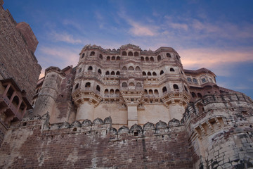 Fototapeta premium Mehrangarh or Mehran Fort on sunset in Jodhpur, Rajasthan, India