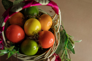 Easter eggs in the basket