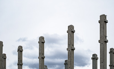 Industrial concrete pillars for a new shopping mall