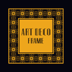 Vintage retro ornamental art deco border frame. Geometric ornate element for design