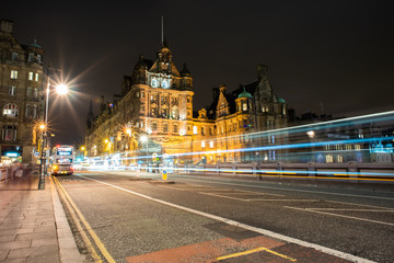 Fototapeta na wymiar Edinburgh Nightscape with Traffic