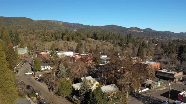 Aerial view of Jacksonville in Southern Oregon.