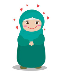 Muslim woman on white background. Vector illustration. 