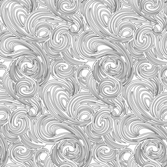 Vector coloring book for kids and adults, for meditation and relax. Seamless pattern smooth lines like waves. Black and white image on white background of isolated elements.