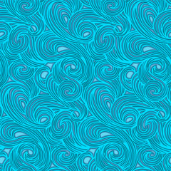 Fototapeta na wymiar Seamless vector pattern. Vortex stripes pattern in delicate blue pastel colors. Wallpaper design, textiles, postal packaging.