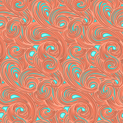 Abstract  seamless vector pattern. Vortex stripes pattern in  coral colors. Wallpaper design, textiles, postal packaging. 