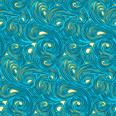 Seamless vector pattern. Swirling swirl pattern in the style of Van Gogh post-impressionism. Design wallpaper, fabrics, postal packaging. - 255631951