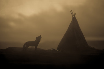 An old native american teepee in the desert © zef art