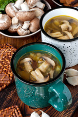 Home made mushroom soup with potato and carrot 