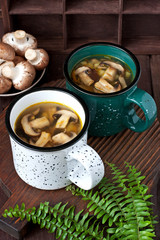 Home made mushroom soup with potato and carrot 
