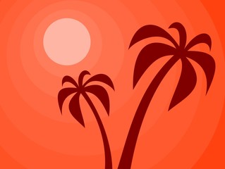 Fototapeta na wymiar Sun and Palm Trees