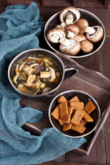 Home made mushroom soup with potato and carrot 