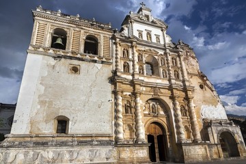 Fototapeta na wymiar Iglesia San Francisco el Grande Spanish Catholic Church Building Exterior in Old City Antigua, Guatemala a Unesco World Heritage Site