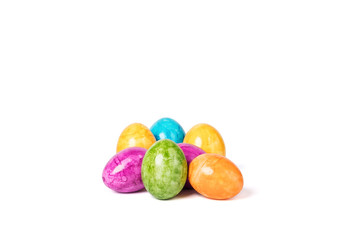 Different decorative Easter eggs isolated on white background