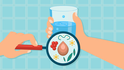 Hand Holding Glass with Dirty Water Illustration