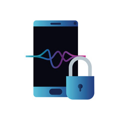 smartphone with sound wave isolated icon