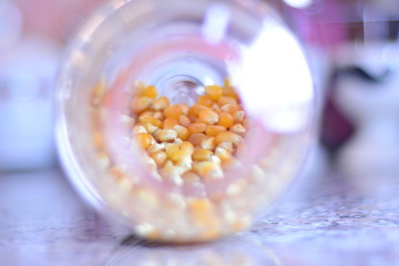 food, white, bowl, healthy, popcorn, yellow, isolated, breakfast, milk, corn, glass, snack, closeup, dish, sweet, table, cheese, fresh, spoon, diet, cereal, ingredient, bottle, colorful, medicine