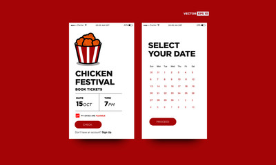 Fried Chicken Festival Ticket Booking App Interface Design