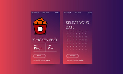 Fried Chicken Festival Ticket Booking App Interface Design