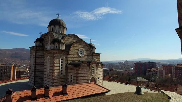 Kosovo Mitrovica St Demetrius Orthodox Church On Top Of The Hill On North Serbian Part of The City Panorama