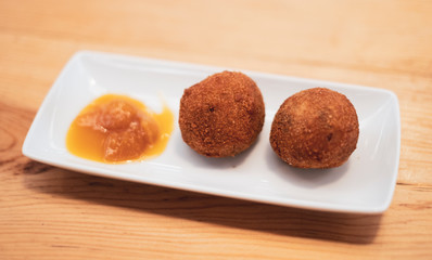 Deep fried Spanish croquettes