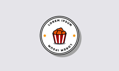 Fried Chicken Bucket Badge Logo Sticker Design 
