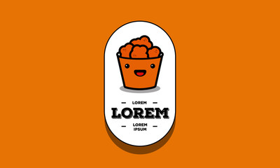 Fried Chicken Bucket Badge Logo Sticker Design 