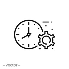 time management icon, project time linear sign on white background - editable stroke vector illustration eps10