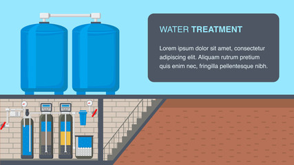 Water Treatment System Web Banner with Text Space