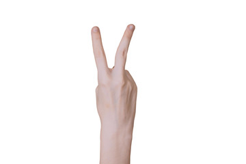 Victory sign ,Young woman hand isolated gesture