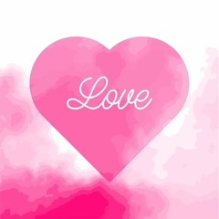 Pink love watercolour vector illustration