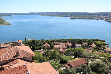 Obraz premium View to Angera from Rocca d'Angera at Lake Maggiore, Italy