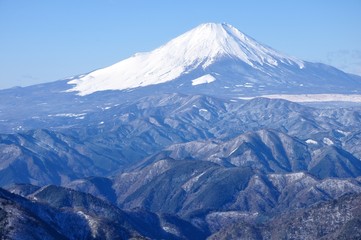 Fototapeta na wymiar 雪景色の富士山展望