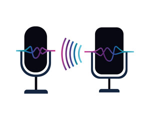microphone with sound wave isolated icon