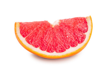 Grapefruit slice isolated on white background closeup