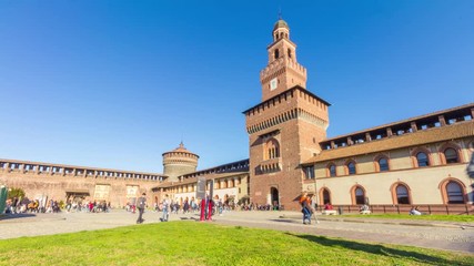 Inside the Sforza Castle, Milan, Italy. Time lapse video.