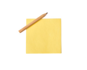 Yellow sticky note and pencil