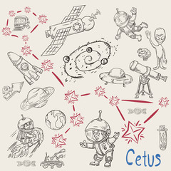 space coloring constellation_20_called with illustrations on science and science fiction themes