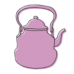 old kettle hand drawn illustration