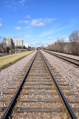 Fototapeta na wymiar empty railroad train tracks 