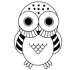 owl geometric black line illustration