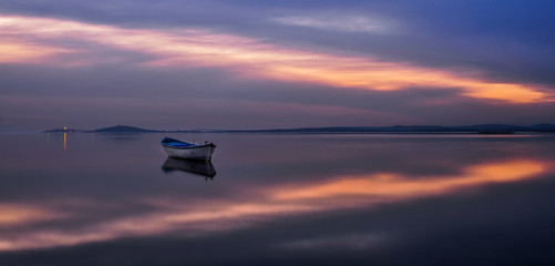 Beautiful sunset on lake