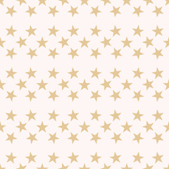 Seamless pattern with gold stars in a horizontal row on pastel pink background. Cute striped festive background. Vector illustration.