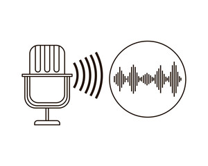 microphone with sound wave isolated icon