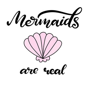 Vector lettering illustration with mermaid