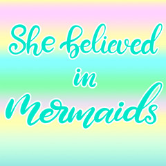 Vector lettering illustration with mermaid